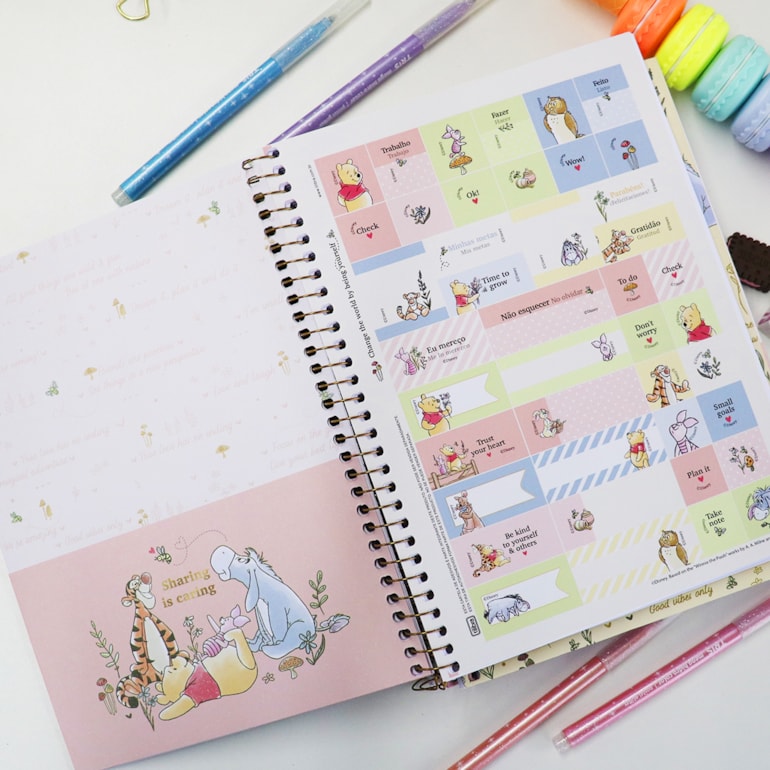 Caderno Colegial Pooh Verde 80 Folhas