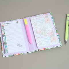 Caderno Fun Flamingo Folhas e Flores Pequeno