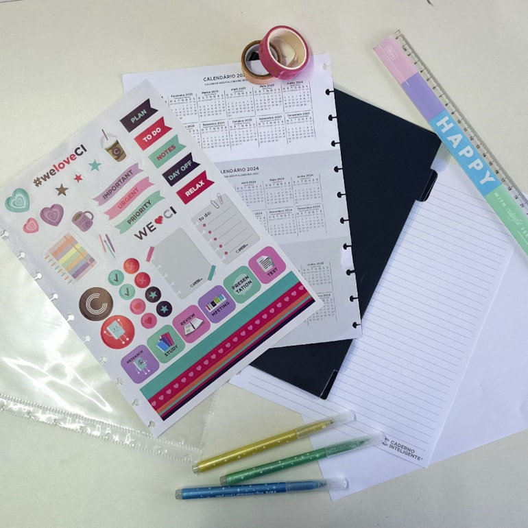 Caderno Inteligente Let´s Glitter Neon Black Grande