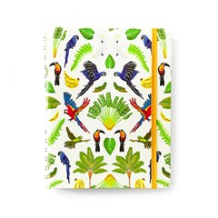 Caderno Organizador Duo Pautado & Pontado A5 Pássaros Floresta Tropical Branco Pequeno