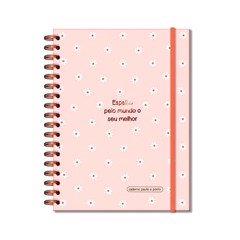 Caderno Pauta e Ponto 80 Folhas Margaridas Rosa