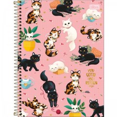 Caderno Universitário Cats Rosa 80 Folhas