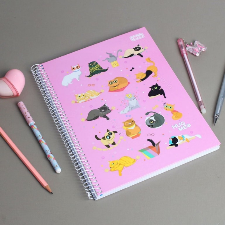 Caderno Universítário Hug Me Rosa Claro 80 Folhas