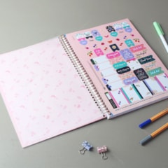 Caderno Universitário Le Vanille Floral Rosa 80 Folhas