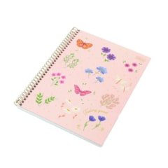 Caderno Universitário Le Vanille Floral Rosa 80 Folhas