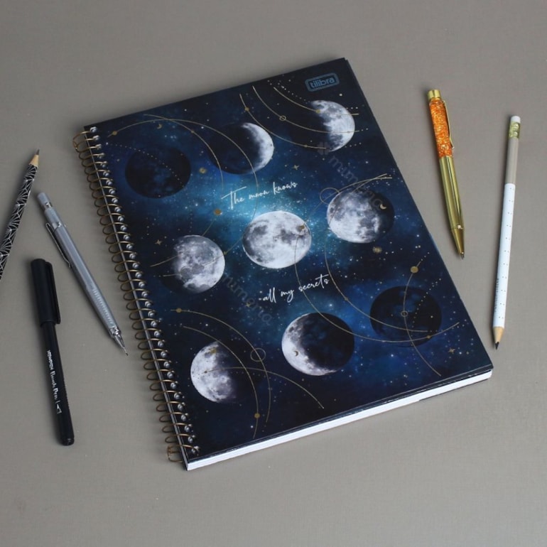 Caderno Universitário Magic Fases da Lua 80 Folhas