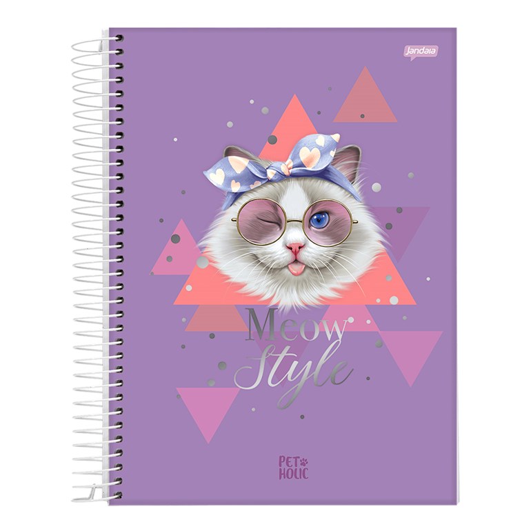 Caderno Universitário Pet Holic Gato Meon Style 80 Folhas