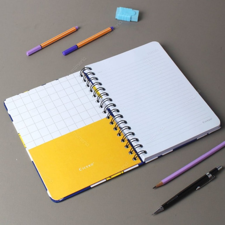 Caderno Wire-O Smiley Maragarida Azul A5