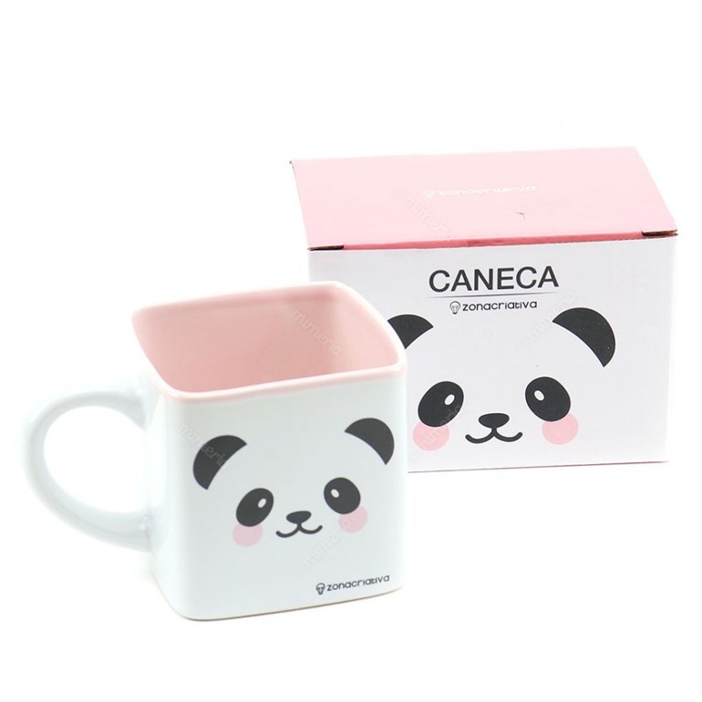 Caneca Cubo de Cerâmica Decorativa Panda