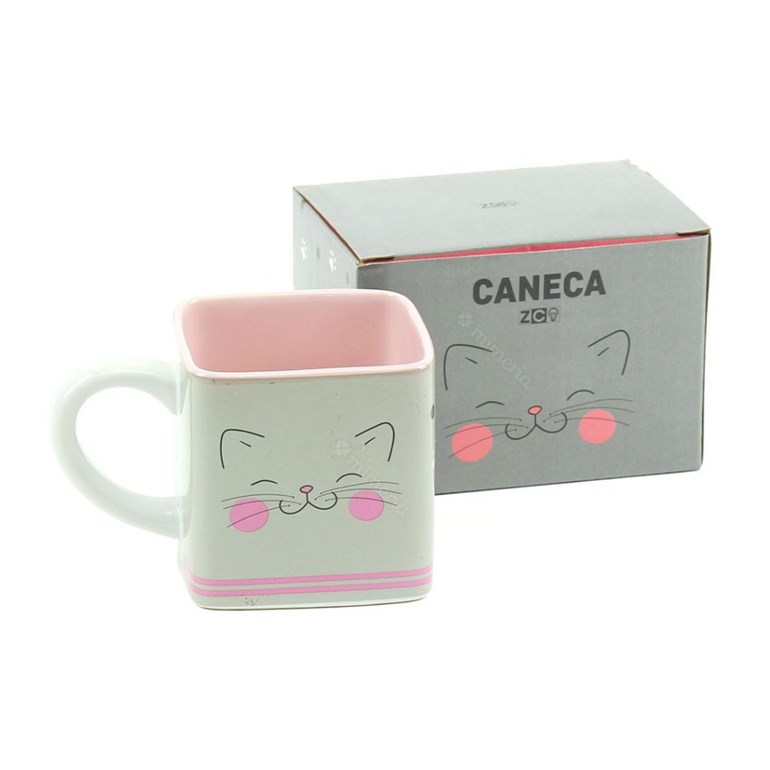 Caneca Cubo Decorativa Meow Power 300 ml