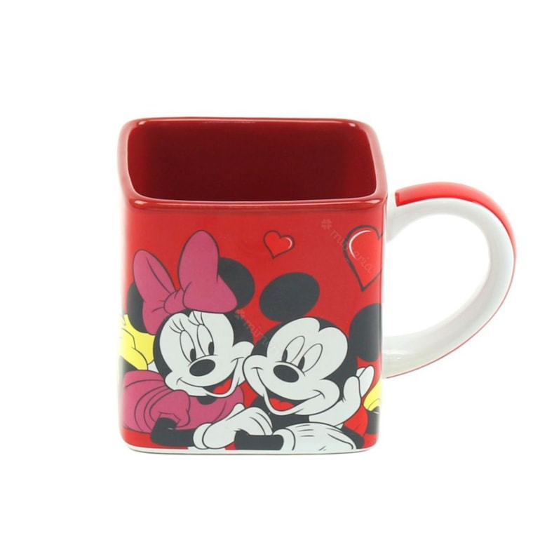 Caneca Cubo Decorativa Mickey e Minnie Namorados 300 ml