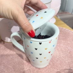Caneca de Porcelana com Infusor para Chá Coração