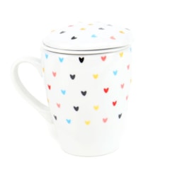 Caneca de Porcelana com Infusor para Chá Coração