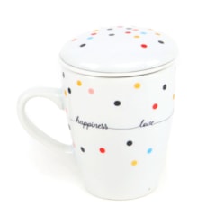 Caneca de Porcelana com Infusor para Chá Mini Dots