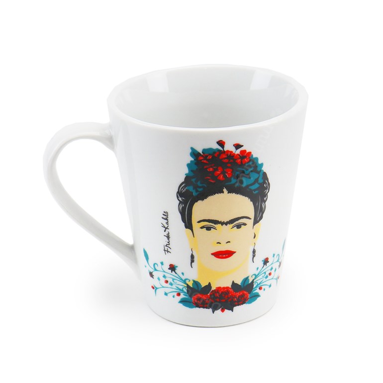 Caneca de Porcelana Frida Kahlo Face Floral Verde