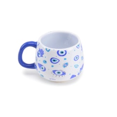 Caneca Mini Bojuda Olho Grego e Mão de Hamsa Branca