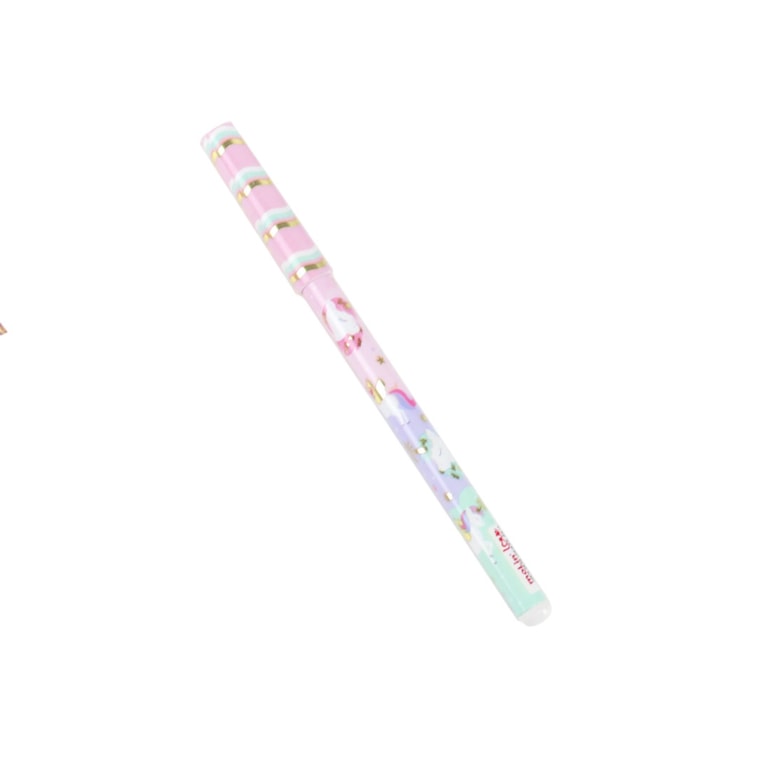 Caneta Esferográfica Love Unicórnio com Tampa Rosa Listrada
