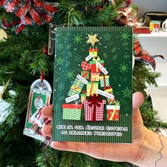 Cartão Artesanal Natal, Árvore, Presentes e Estrela
