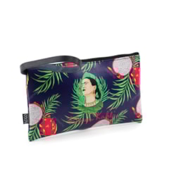 Carteira Flat Estampada Média Frida Kahlo Pitaia Azul Marinho