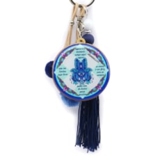 Chaveiro Resinado Hamsa Mão de Fátima Poder Azul