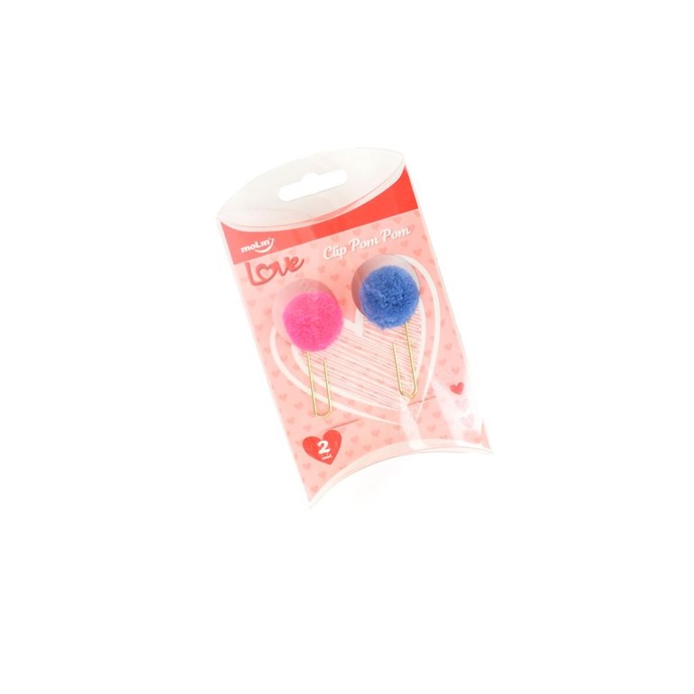 Clipes de Papel Pom Pom com 2 Unidades Pink e Azul