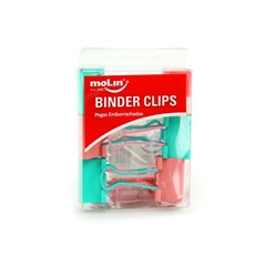 Clipes de Papel Soft Touch Rosa e Verde 25 mm com 6 Unidades