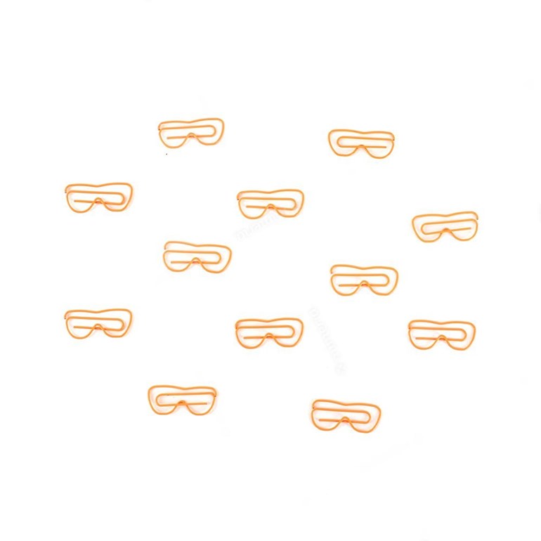 Clips de Papel Óculos Laranja com 12 Unidades