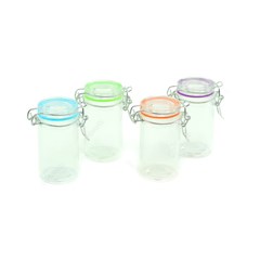 Conjunto 4 Mini Potes de Vidro com Fecho Hermético Cancun Colorido