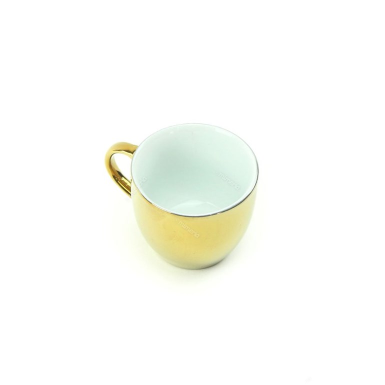 Conjunto 6 Xícaras para Café com Pires de Porcelana Luminus Dourada