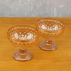 Conjunto de 2 Taças de Vidro para Sobremesas Bico de Abacaxi Âmbar Metalizado