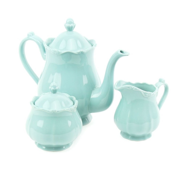 Conjunto de 3 Peças de Porcelana para Chá Fancy Menta