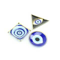 Conjunto de 3 Pratinhos de Vidro Olho Grego Geométricos