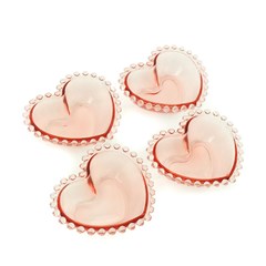 Conjunto de 4 Bowls Coração de Cristal de Chumbo Pearl Rosa Pequenos