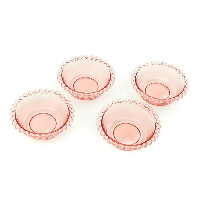Conjunto de 4 Bowls de Cristal de Chumbo Pearl Rosa Pequenos