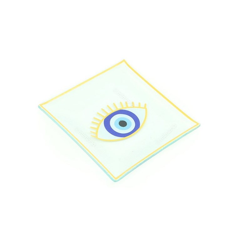 Conjunto de 4 Petisqueiras de Vidro Quadradas Olho Grego