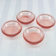 Conjunto de 4 Pratos de Cristal de Chumbo Pearl Rosa Pequenos
