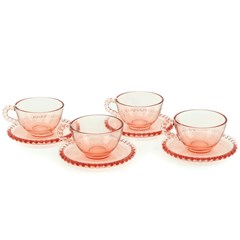 Conjunto de 4 Xicaras de Chá de Chumbo de Cristal de Chumbo Pearl Rosa