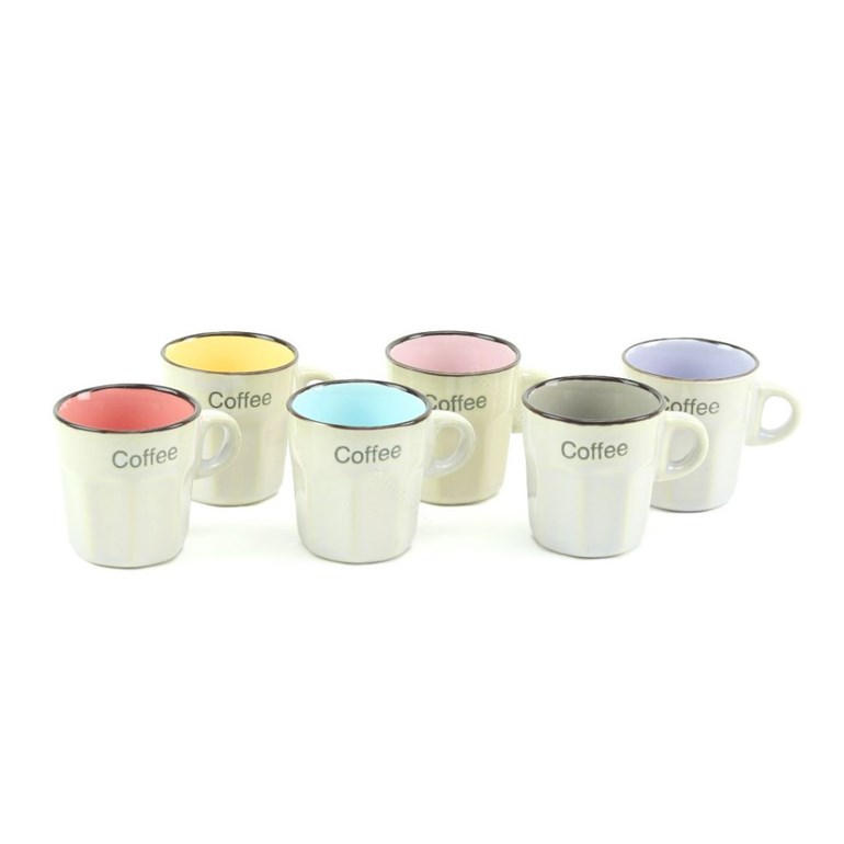 Conjunto de 6 Canecas de Café em Porcelana Allure Colorido 100 ml