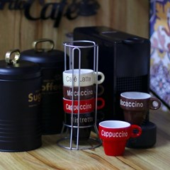Conjunto de 6 Canecas de Café em Porcelana com Suporte Names 70 ml