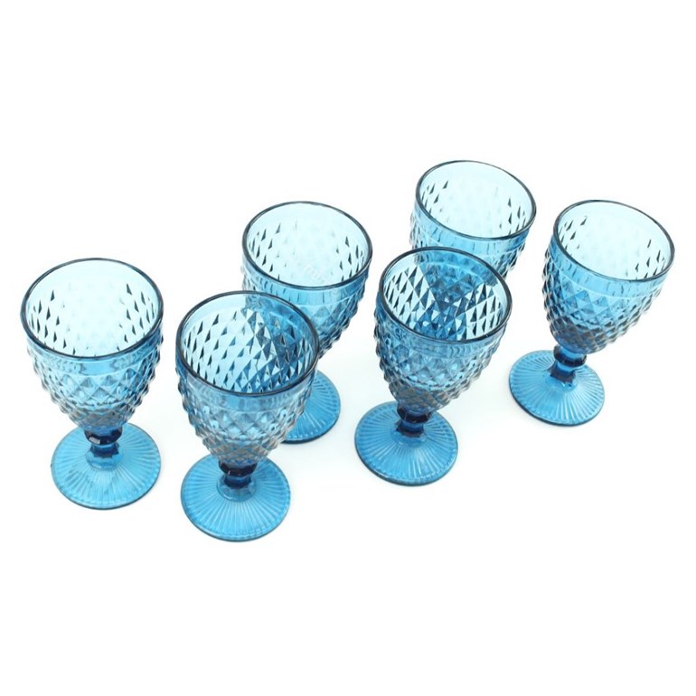 Conjunto de 6 Taças de Vidro para Bebidas Bico de Abacaxi Azul