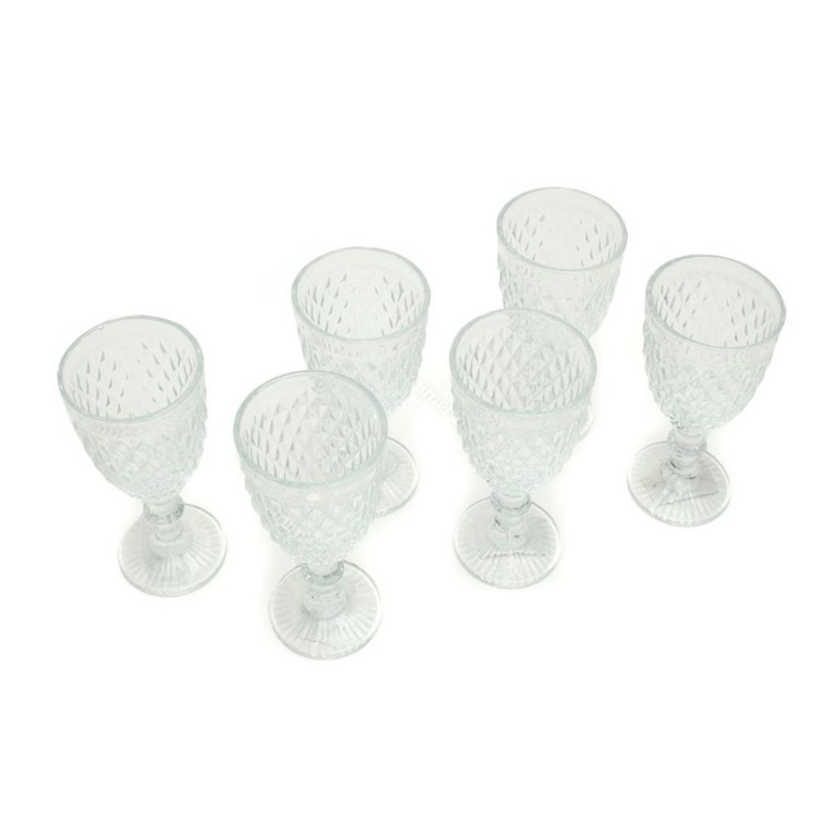Conjunto de 6 Taças de Vidro para Bebidas Bico de Abacaxi Transparente