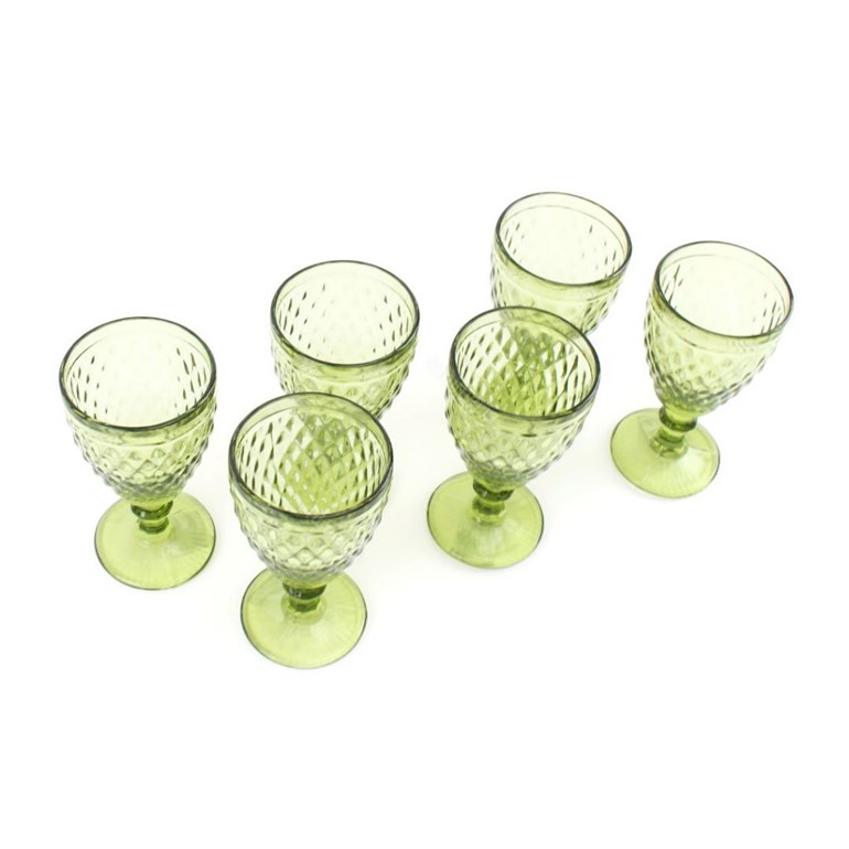 Conjunto de 6 Taças de Vidro para Bebidas Bico de Abacaxi Verde