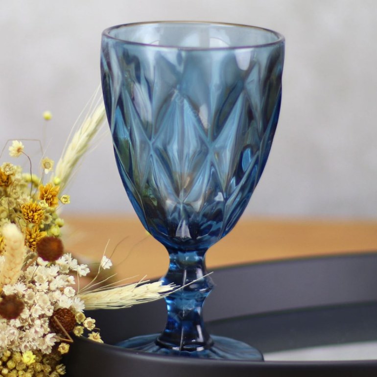 Conjunto de 6 Taças de Vidro para Bebidas Diamond Azul