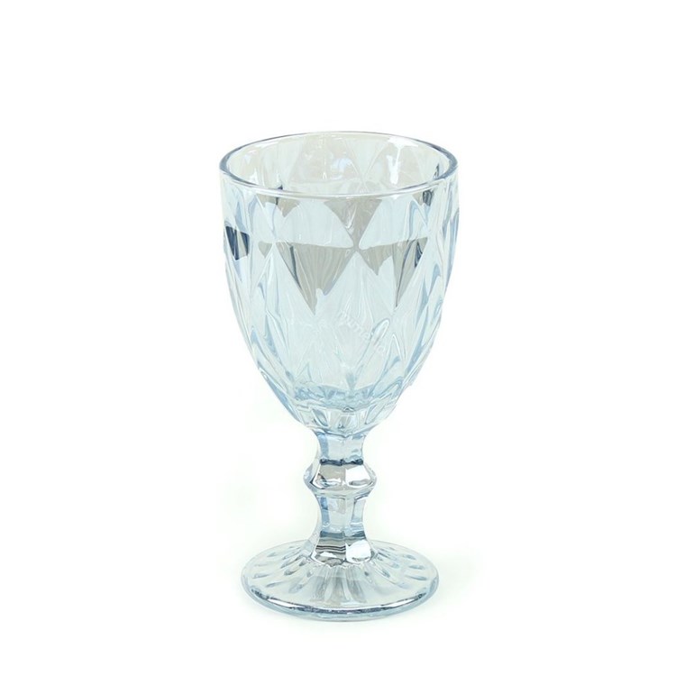 Conjunto de 6 Taças de Vidro para Bebidas Diamond Azul Metalizado
