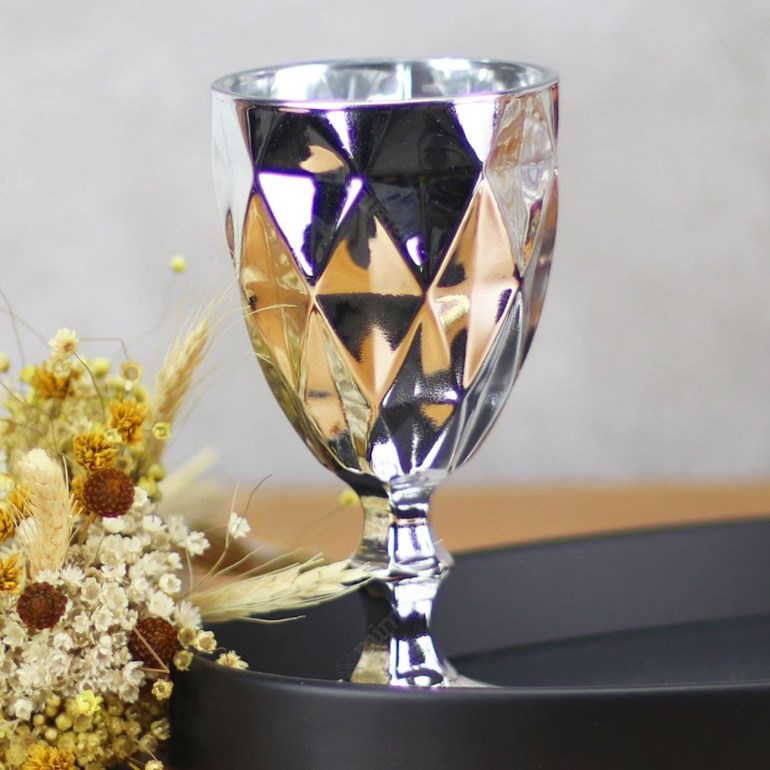Conjunto de 6 Taças de Vidro para Bebidas Diamond Prateada