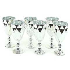 Conjunto de 6 Taças de Vidro para Bebidas Diamond Prateada
