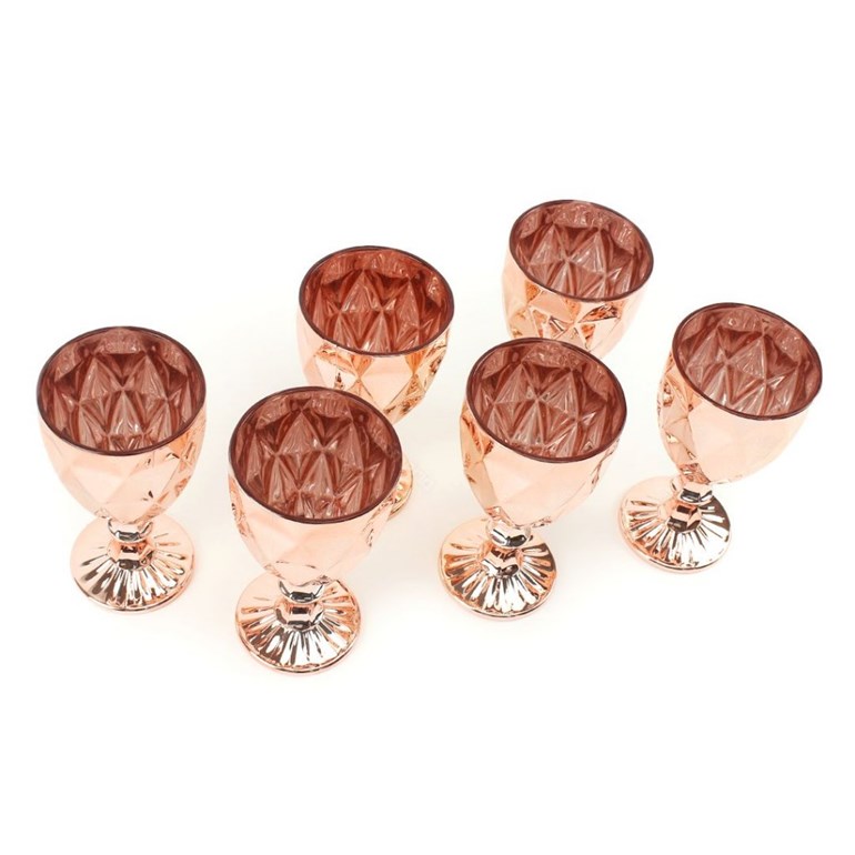 Conjunto de 6 Taças de Vidro para Bebidas Diamond Rose Gold
