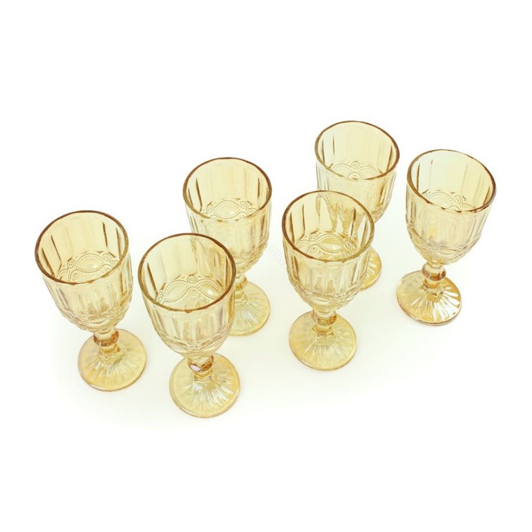 Conjunto de 6 Taças de Vidro para Bebidas Libélula Âmbar Metalizado