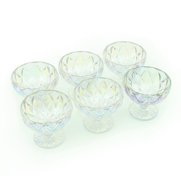 Conjunto de 6 Taças de Vidro para Sobremesa Diamond Rainbow