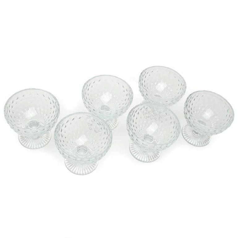Conjunto de 6 Taças de Vidro para Sobremesas Bico de Abacaxi Transparente